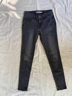 Levi's 710 Super Skinny Jeans Washed Black Mid Rise Stretch 26